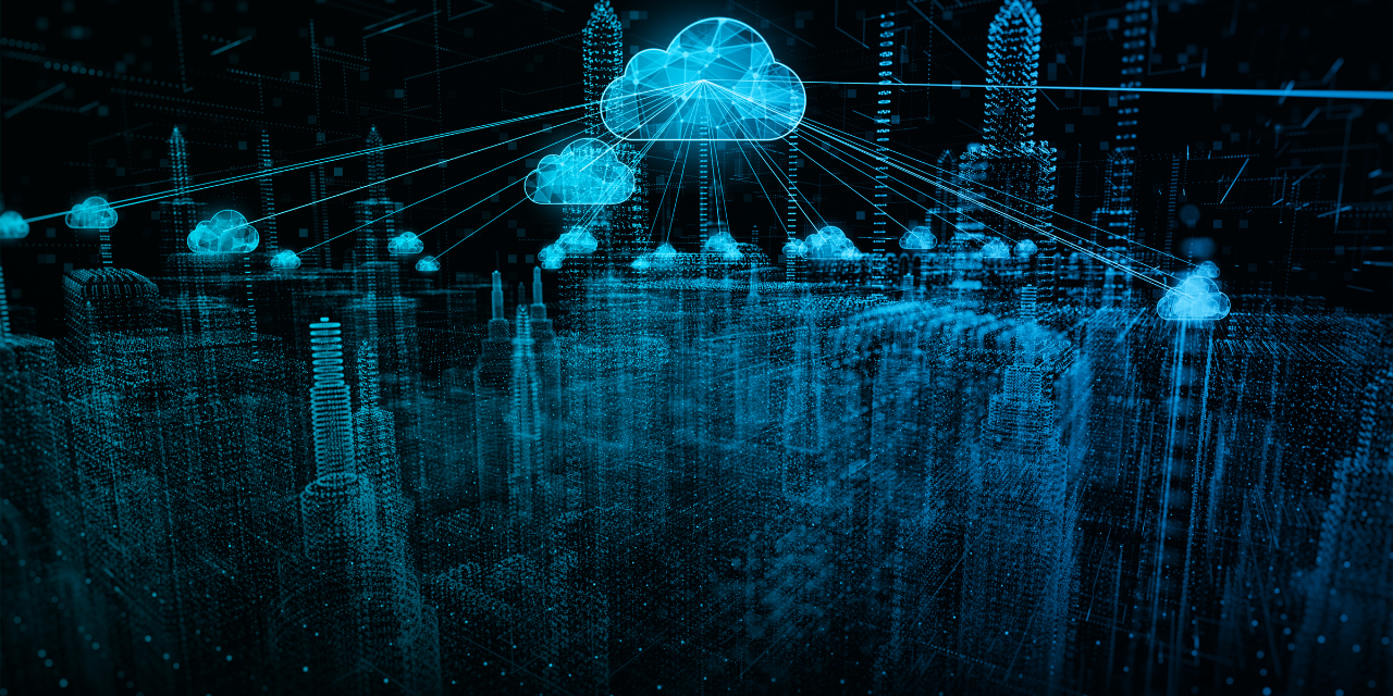 City scape image made from digital connections