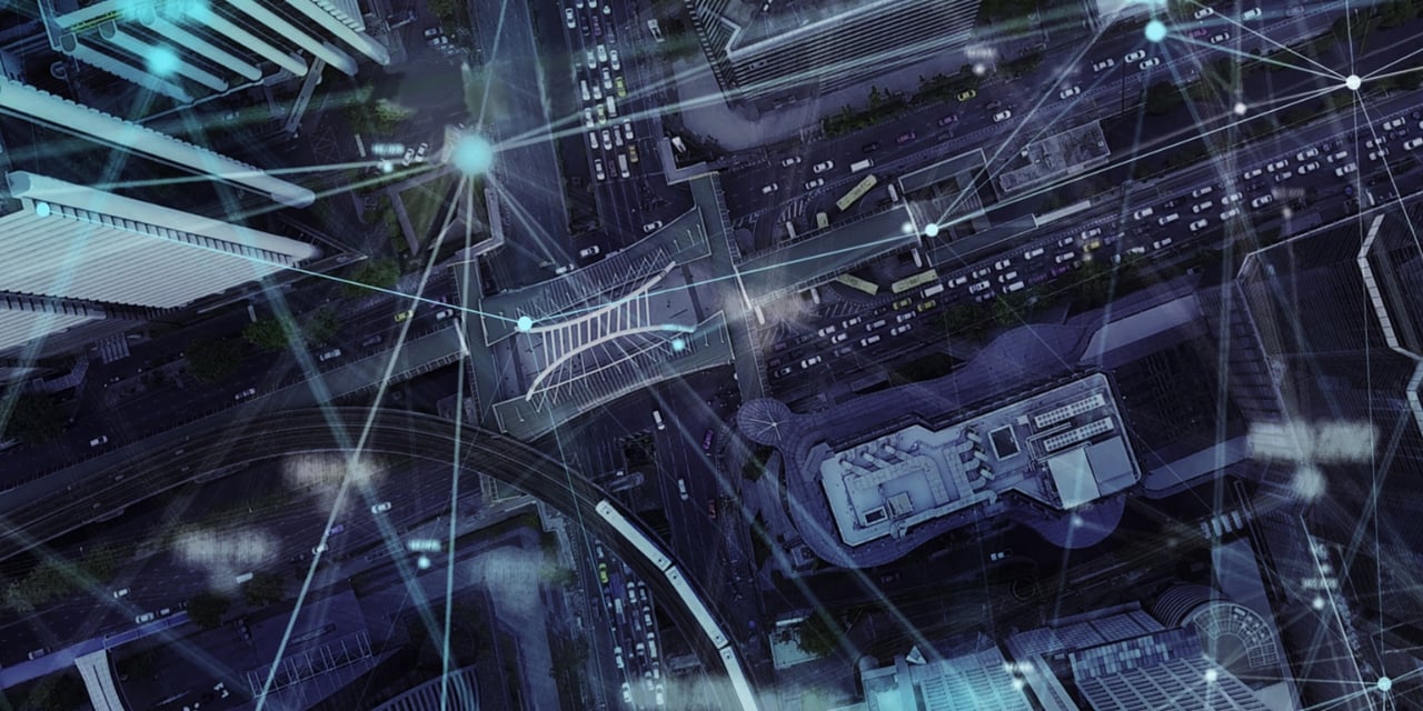 Abstract image of computer servers and networks